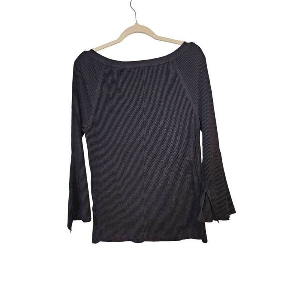 INC International Concepts boat neck black ribbed fitted top. Size XL. - Picture 2 of 4